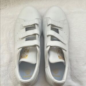 Adidas Stan Smith white with metallic gold sneaker. Size 13 1/2.